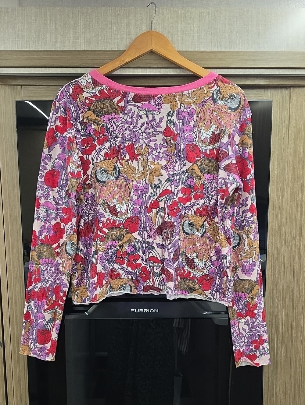 ๐ฆ"OWL WOODLAND MUSHROOM LONG SLEEVE GRAPHIC TEE/CROP TOP BY "ANTHROPOLOGIE"๐ฆ - Picture 8 of 15